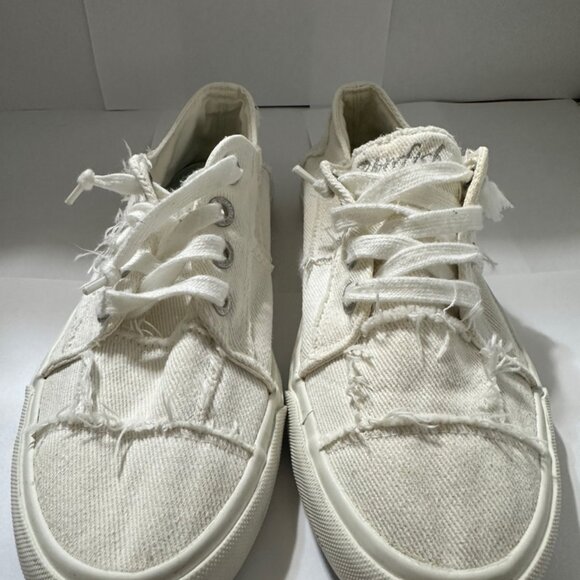Blow Fish Malibu Sneaker Womens Sz 8 Ivory Canvas Slip on Lace Up - Picture 1 of 8